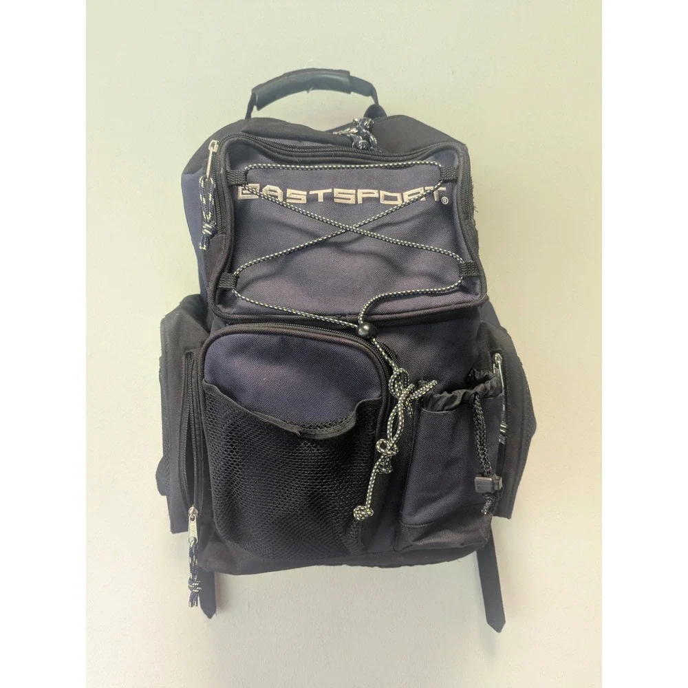 Eastsport Backpack Navy Blue Multi Pocket Bungee Y2K School Travel 18in